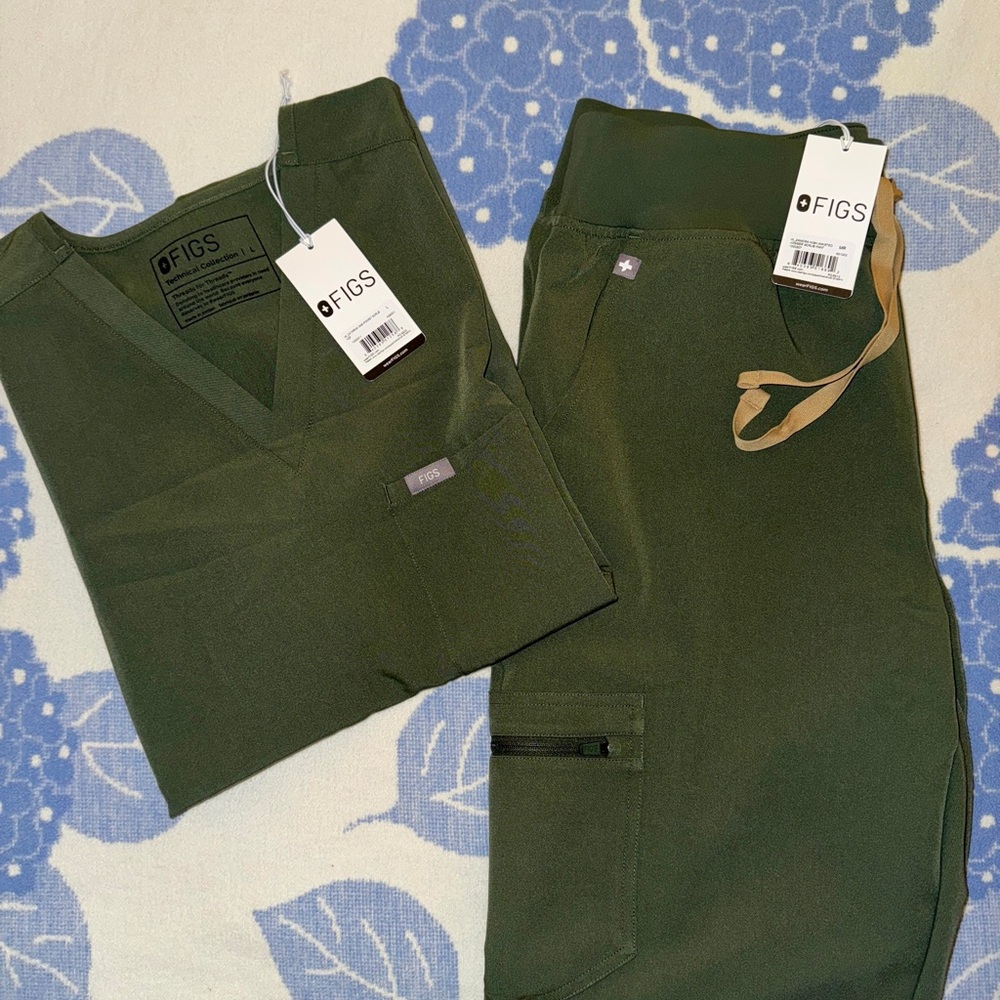 FIGS Women’s Set - Zamora High Waisted Medium Pant & Catarina Large Top
